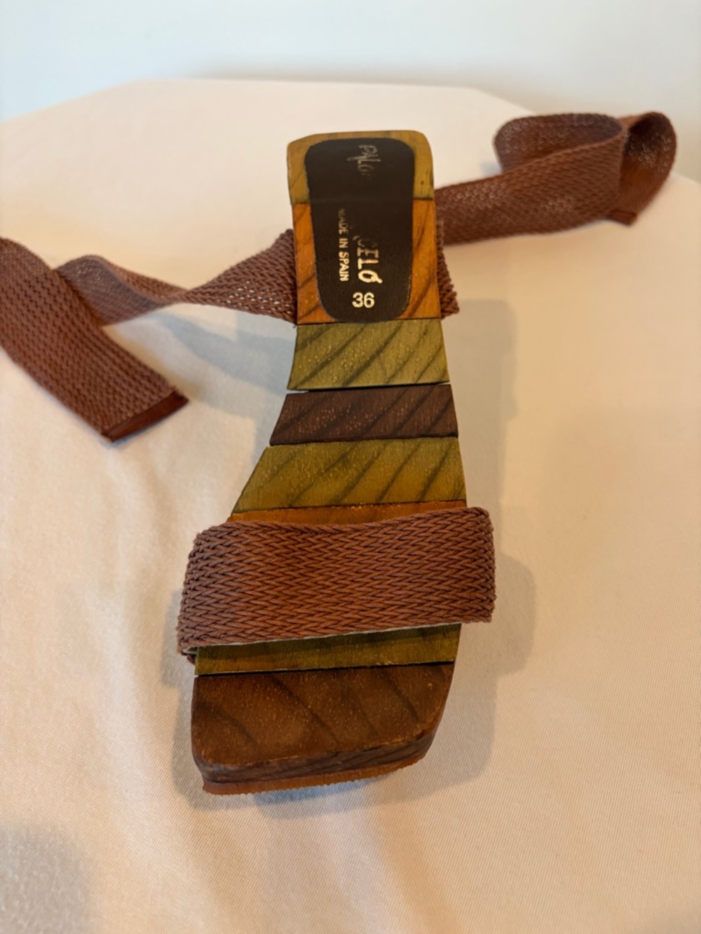 Paloma Barceló Jigsaw Wooden Wedge, Rope&Leather laces, rivets, 36, EUC - Picture 12 of 12